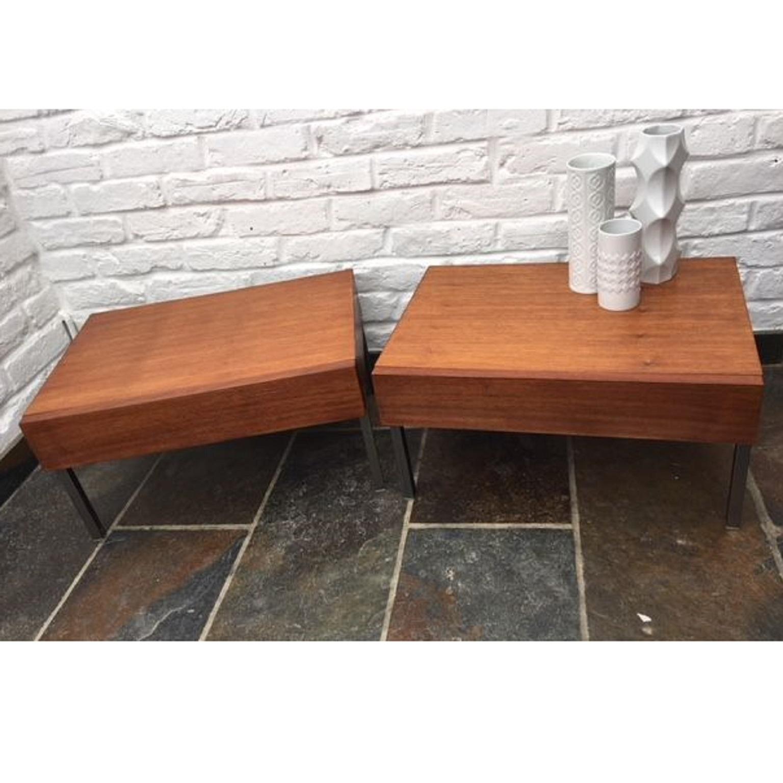 Mid-Century Modern Pair of German ‘Interlübke’ Bedside Tables/Nightstands, 1970s