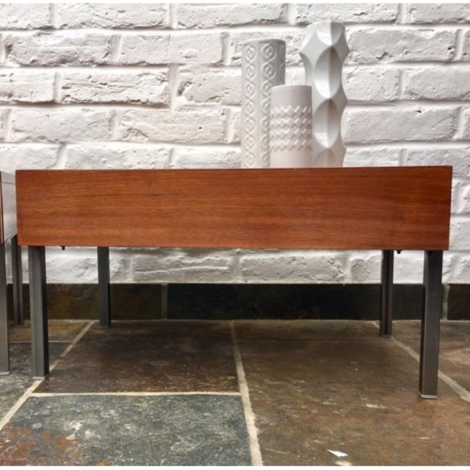 Stainless Steel Pair of German ‘Interlübke’ Bedside Tables/Nightstands, 1970s