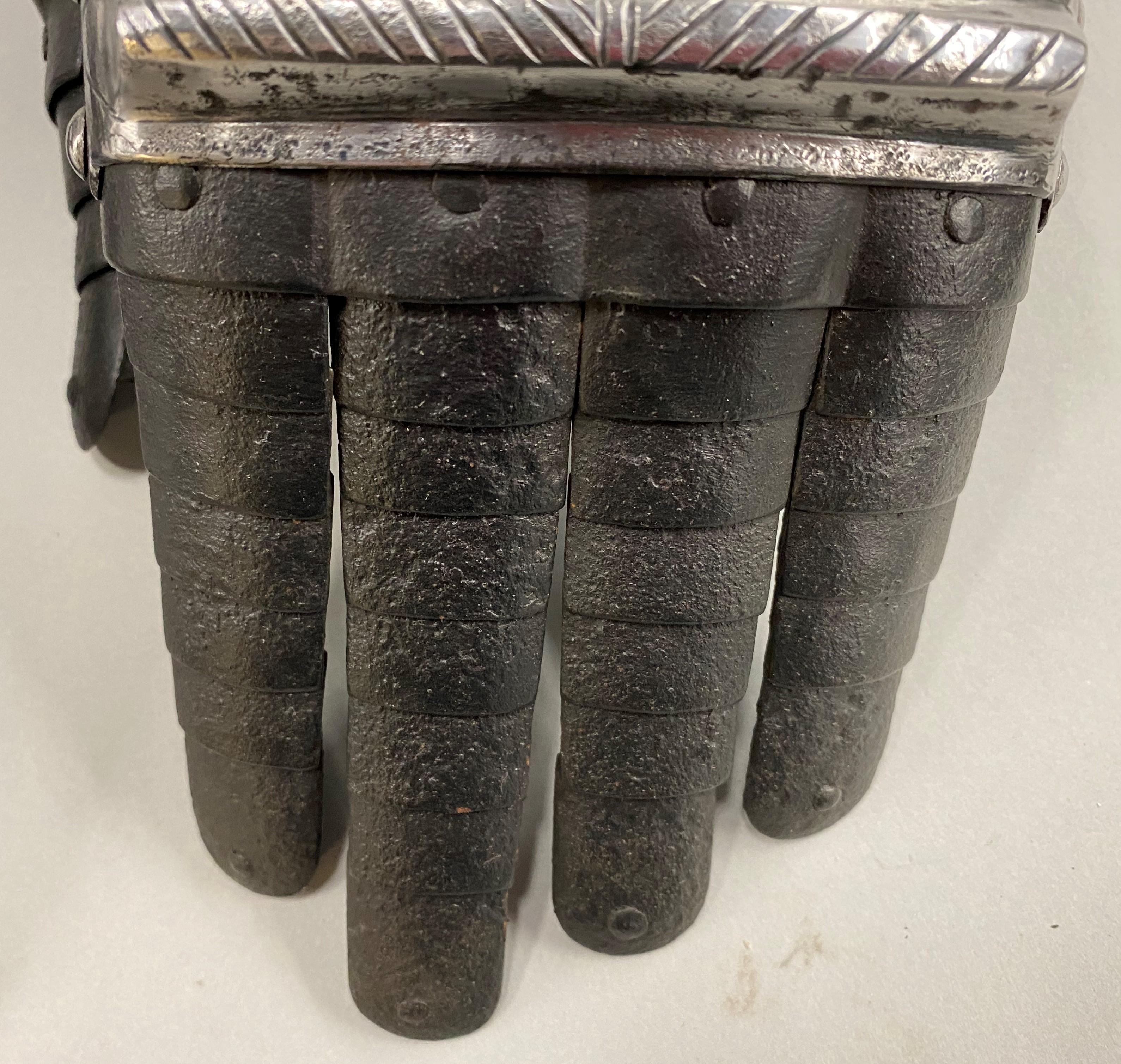 Pair of German Iron & Leather Gauntlets 5
