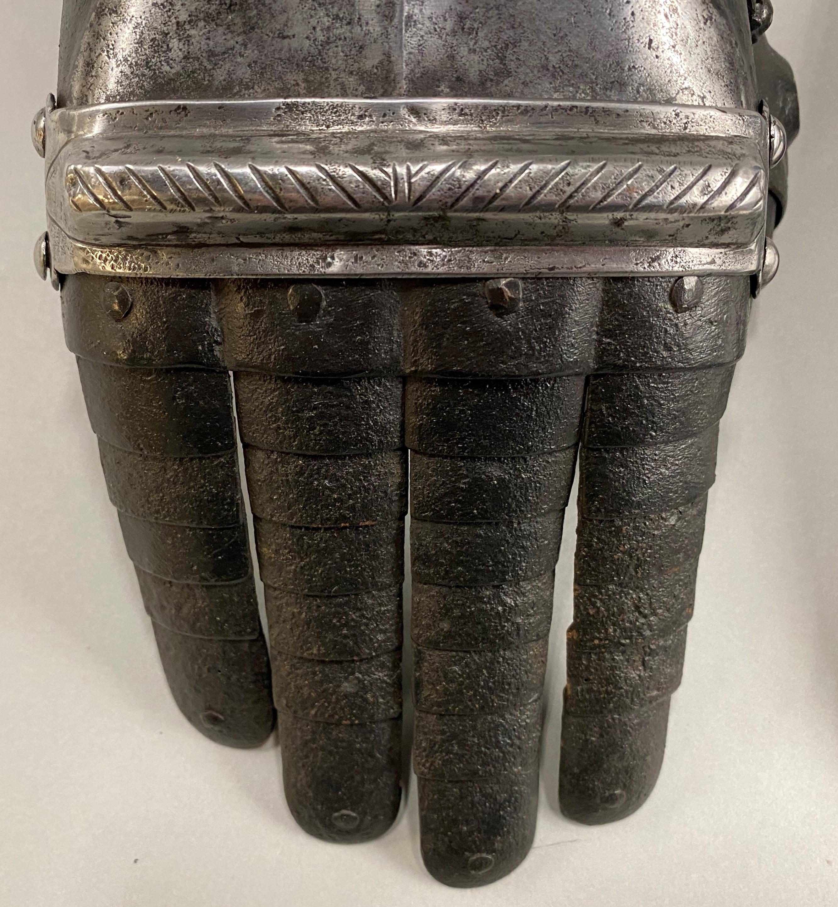 Pair of German Iron & Leather Gauntlets 1