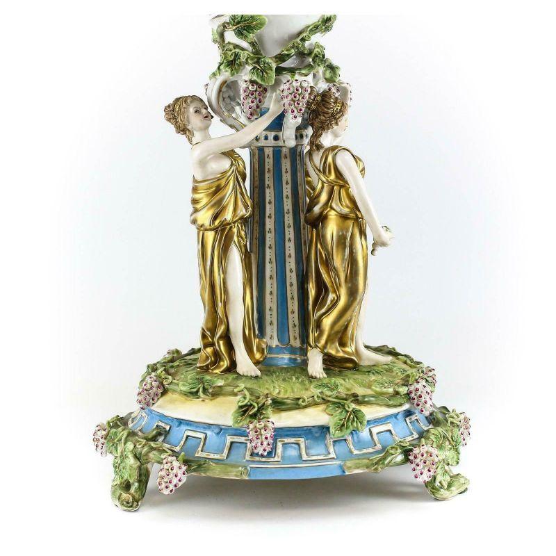 Pair of German Large Porcelain Figural Bacchantes Tazza or Stand, C1910 For Sale 1