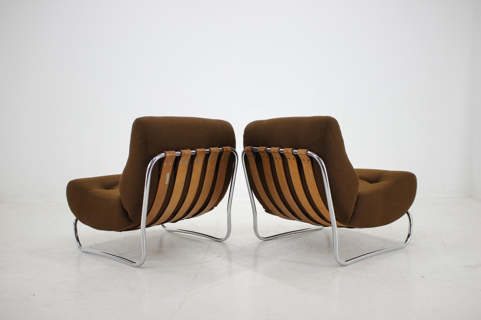 Steel Pair of German Lounge Chairs, 1970
