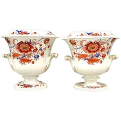 Antique Pair of German Lowenstaff Floral Porcelain Urns