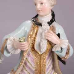 Pair of German Meissen Figural Porcelain Colonial Courting Couple, circa 1880