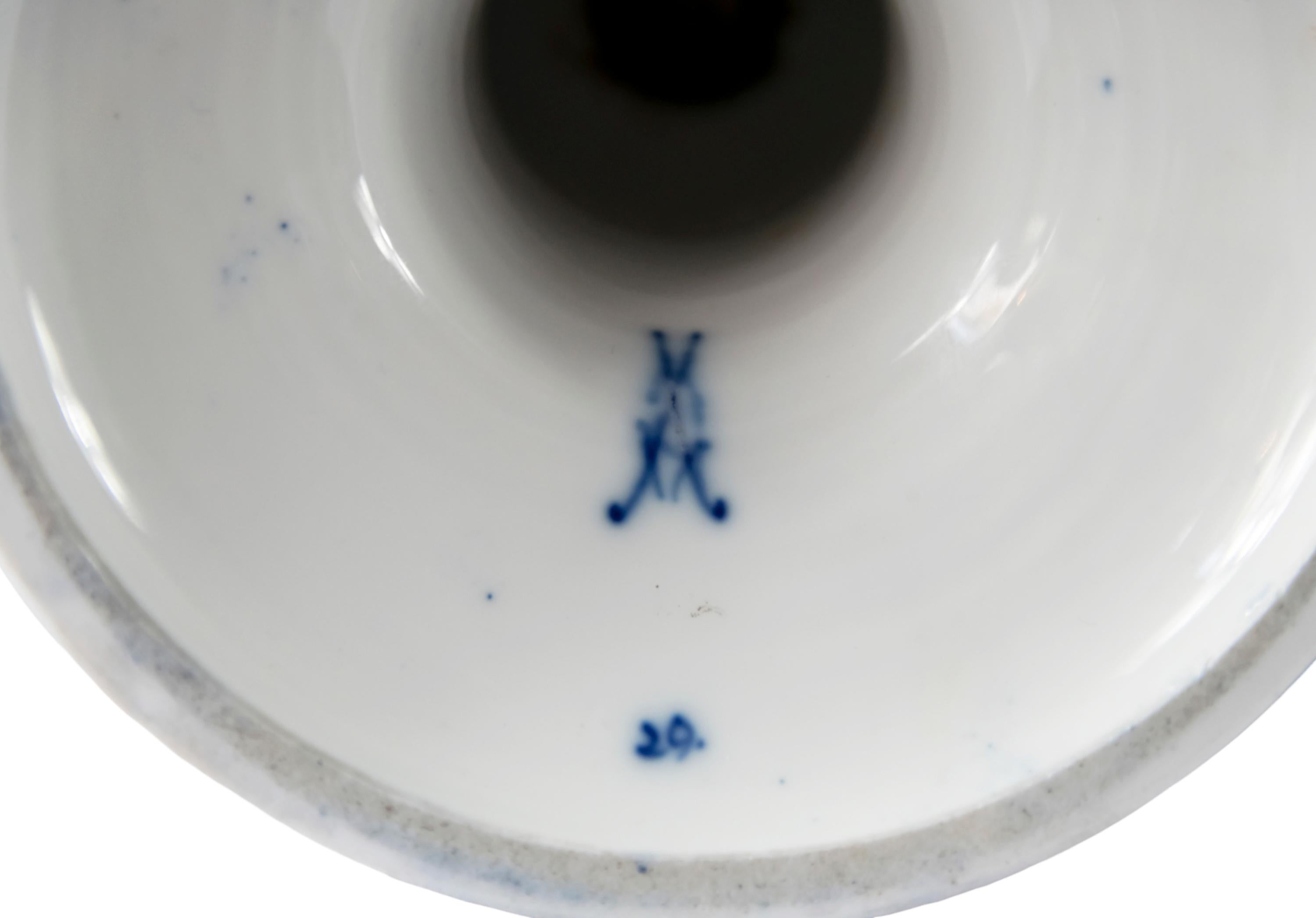Pair of German Meissen Porcelain Cobalt Blue Vases For Sale 3