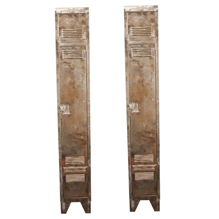Pair of German Industrial Metal Lockers, circa 1940