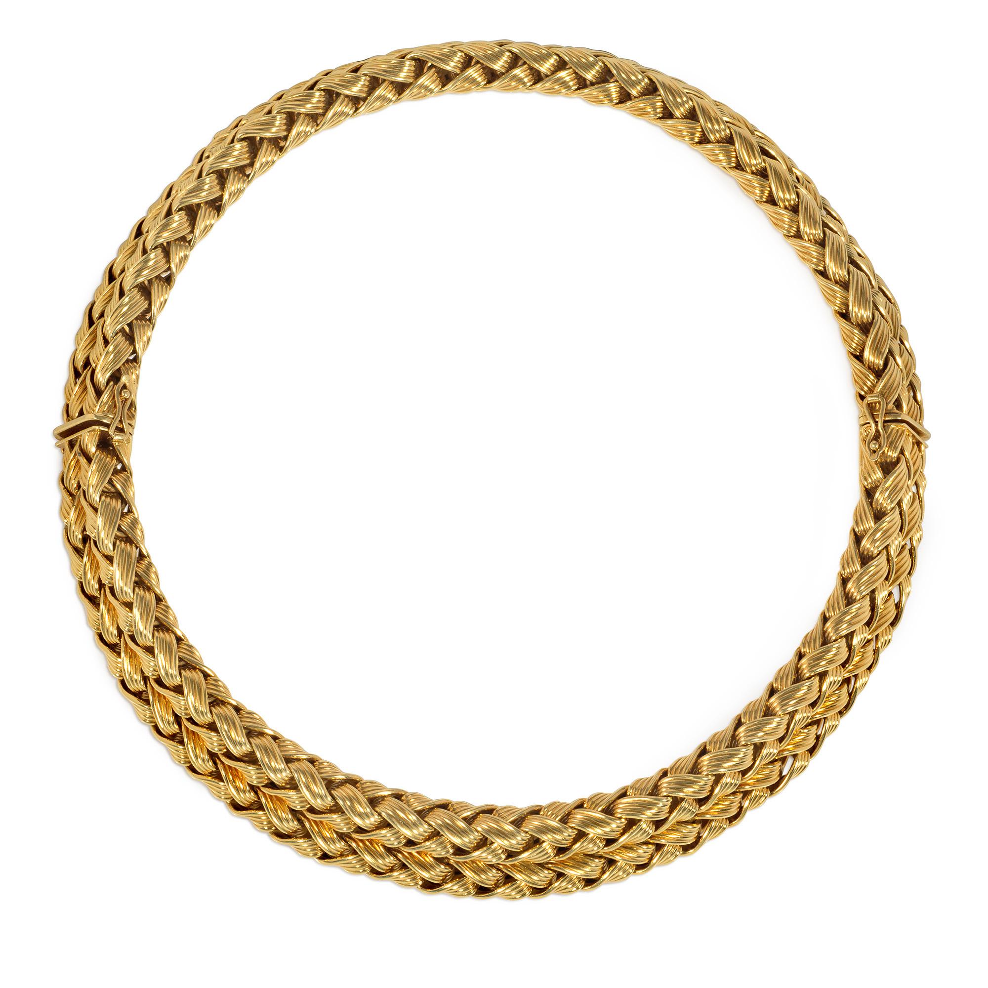 Modern Pair of German Mid-Century Gold Wheat Chain Bracelets, Convertible to a Necklace