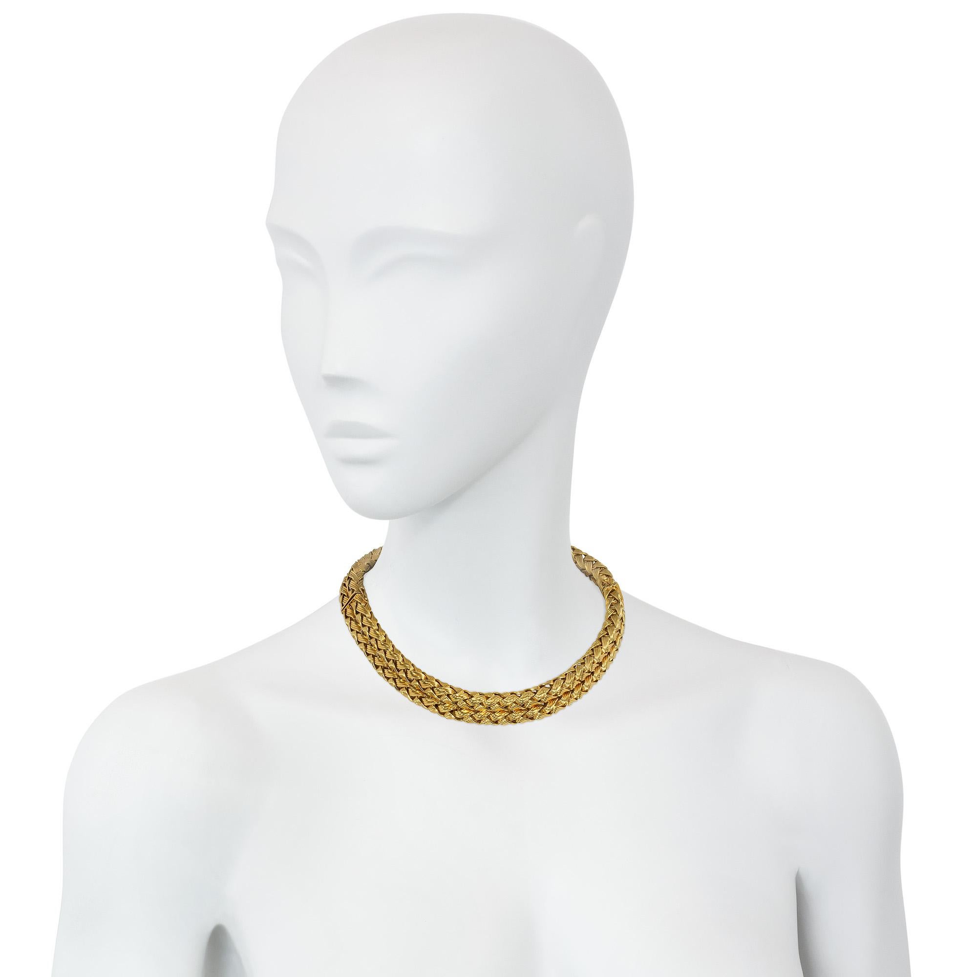 Women's or Men's Pair of German Mid-Century Gold Wheat Chain Bracelets, Convertible to a Necklace