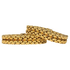 Paire de bracelets allemands en chaîne blé du milieu du siècle dernier, convertis en collier