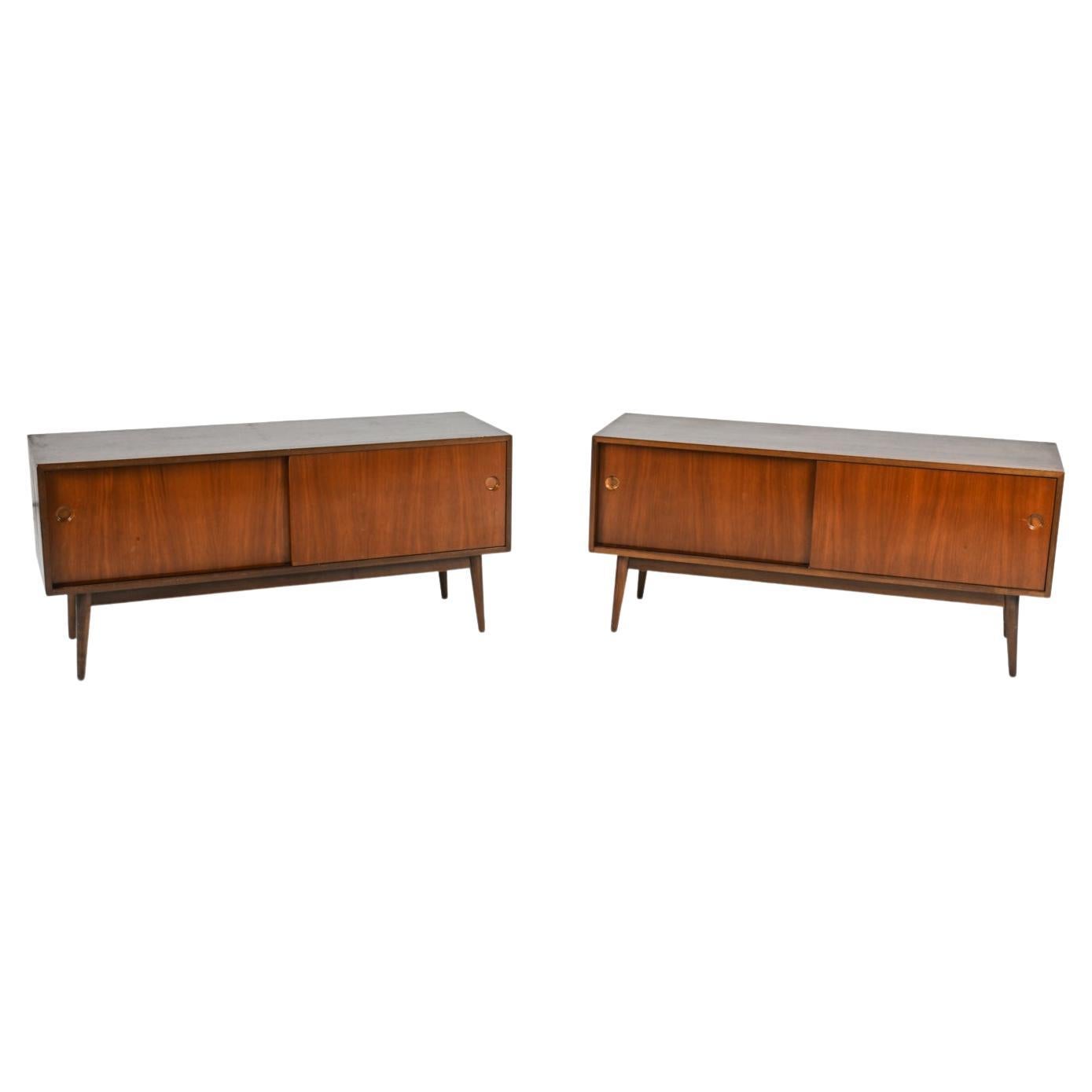 Pair of German Mid-Century Walnut Credenzas