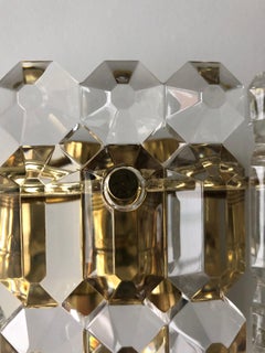 Pair of German Midcentury Crystal Wall Sconces by Kinkeldey, 1970s