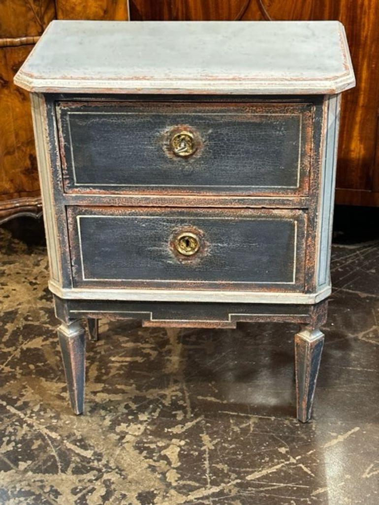 Pair of German Neo-Classical Hand-Painted Bedside Tables In Good Condition For Sale In Dallas, TX
