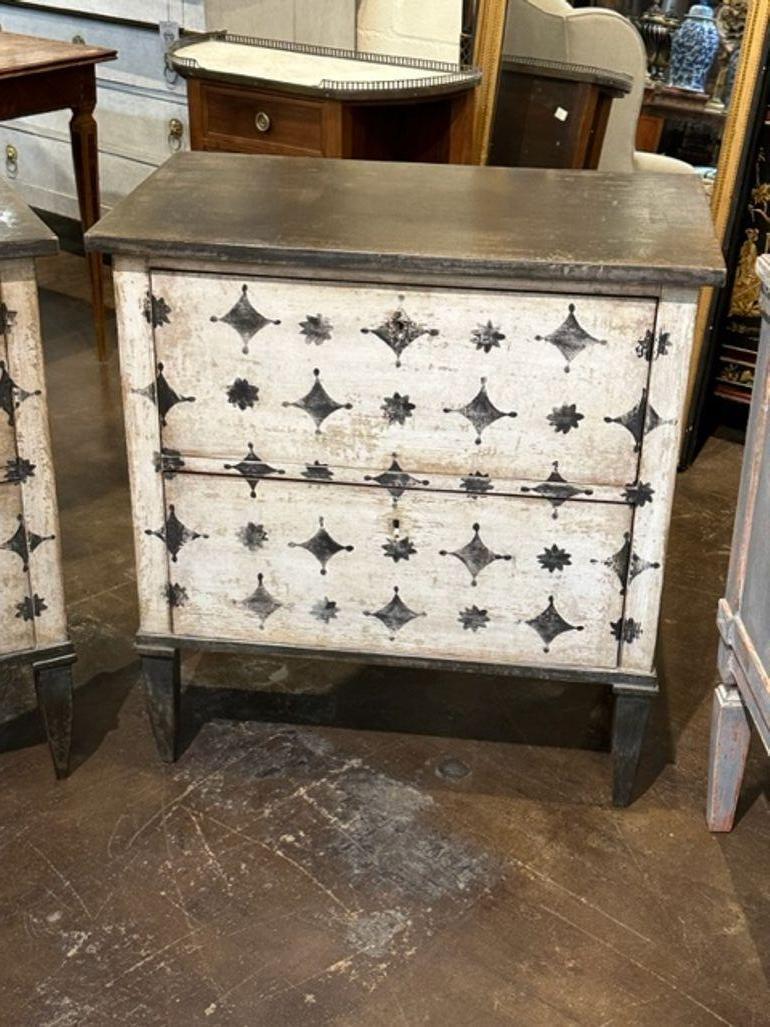 Pair of German Neo-Classical Hand Painted Bedside Tables In Good Condition For Sale In Dallas, TX