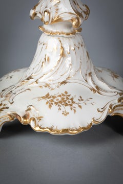 Pair of German Porcelain and Bronze White and Gold Five-Light Candelabra, KPM