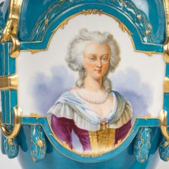 Pair of German Porcelain Covered Vases, 19th Century, Napoleon III Period.