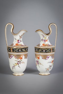 Pair of German Porcelain Ewers, Meissen, circa 1800