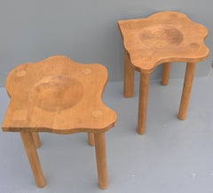 Pair of German Postmodern Oak Work Stools by E.R.A Herbst