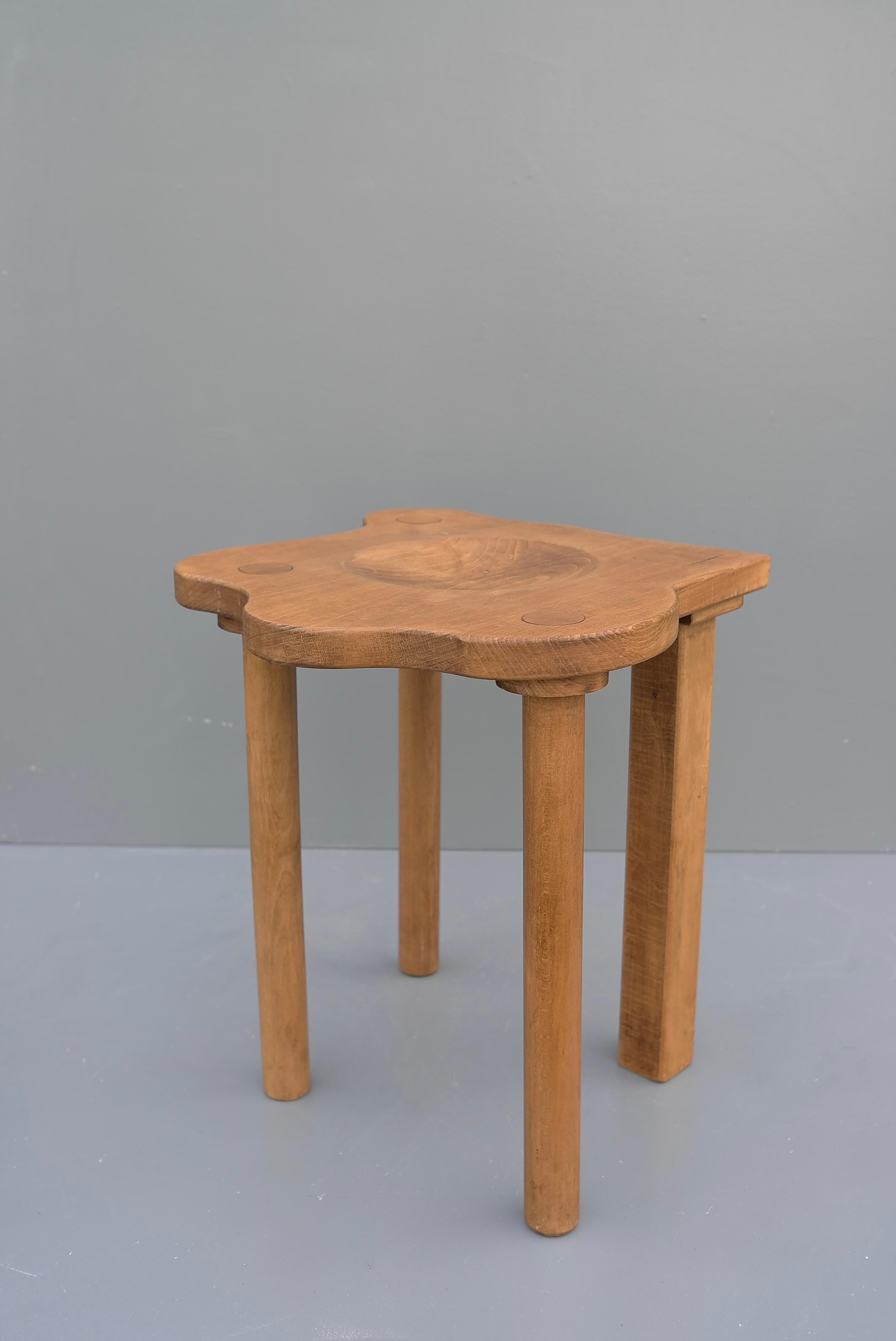 Pair of German Postmodern Oak Work Stools by E.R.A Herbst For Sale 3