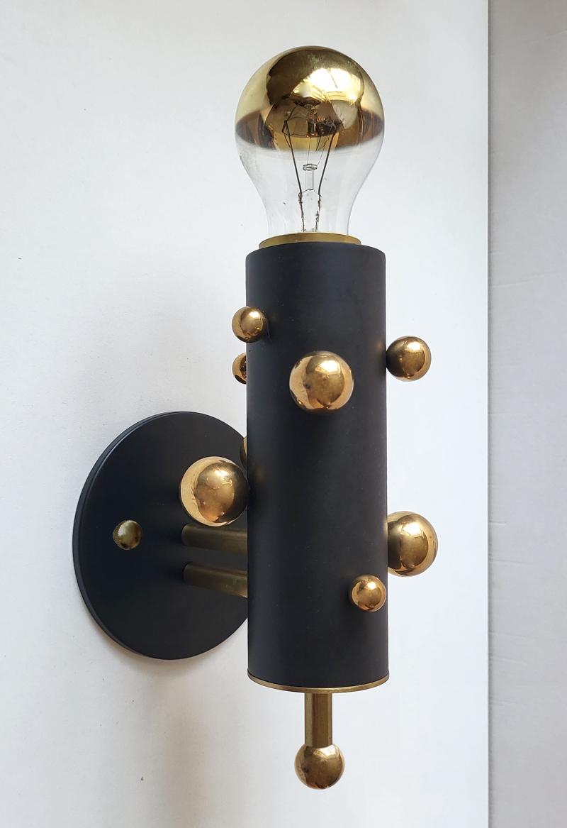 Pair of German Sculptural Bubble Brass Tube Sconces Wall Lights by miiss In Good Condition For Sale In Berlin, DE