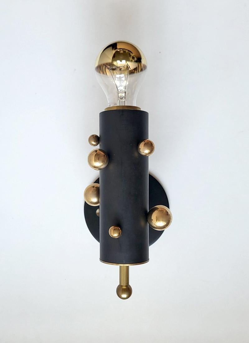 Minimalist Pair of German Sculptural Bubble Brass Tube Sconces Wall Lights by miiss For Sale