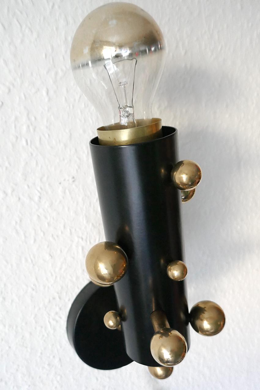 Pair of German Sculptural Bubble Brass Tube Sconces Wall Lights by miiss In Excellent Condition In Berlin, DE