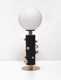 Paar deutsche skulpturale Bubble Brass Tube Table Lights
