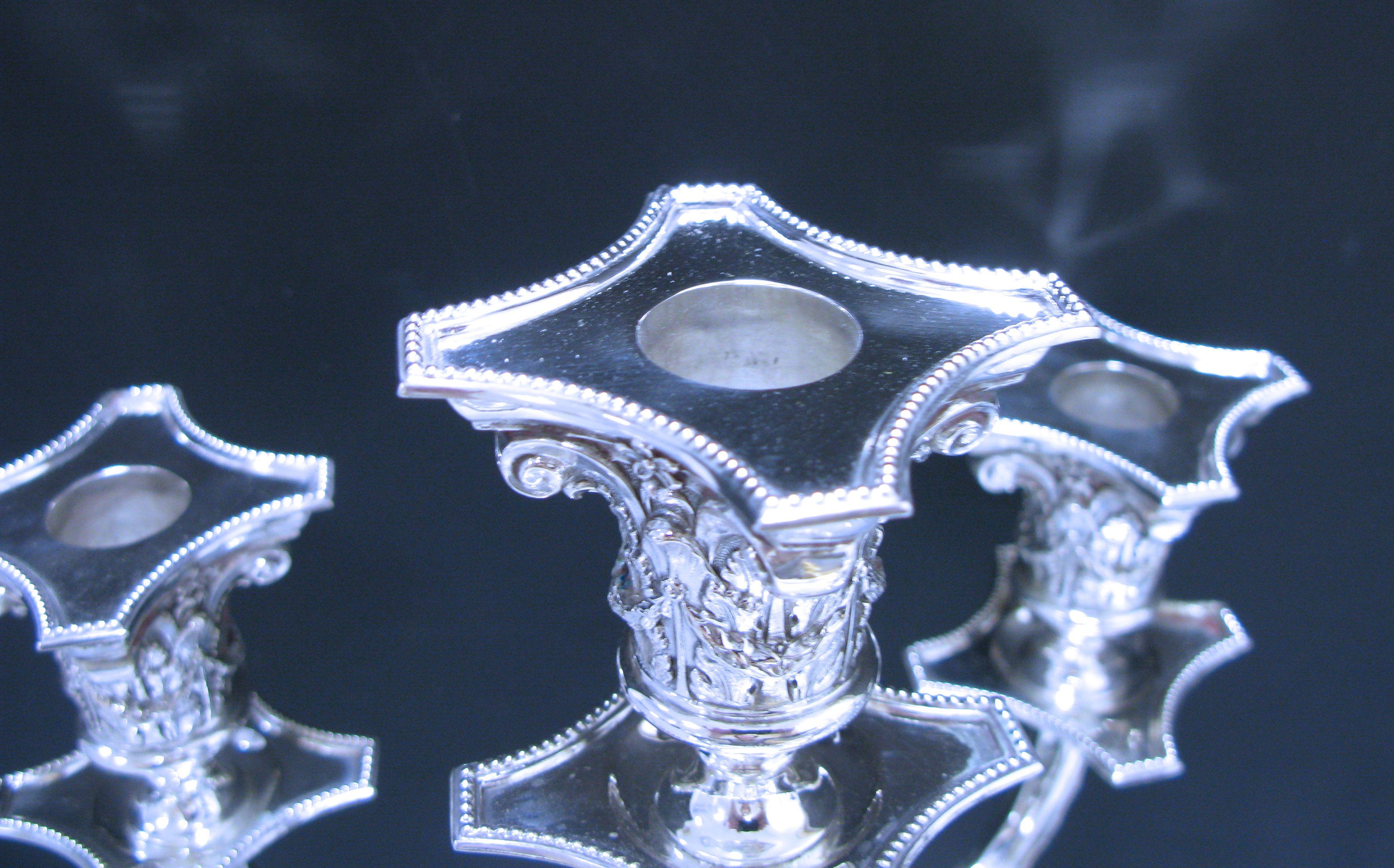Pair of German Silver Five-Light Candelabra by Koch & Bergfeld For Sale 1