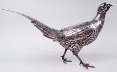 Pair of German Silver Pheasants Game Birds with Hinged Wings
