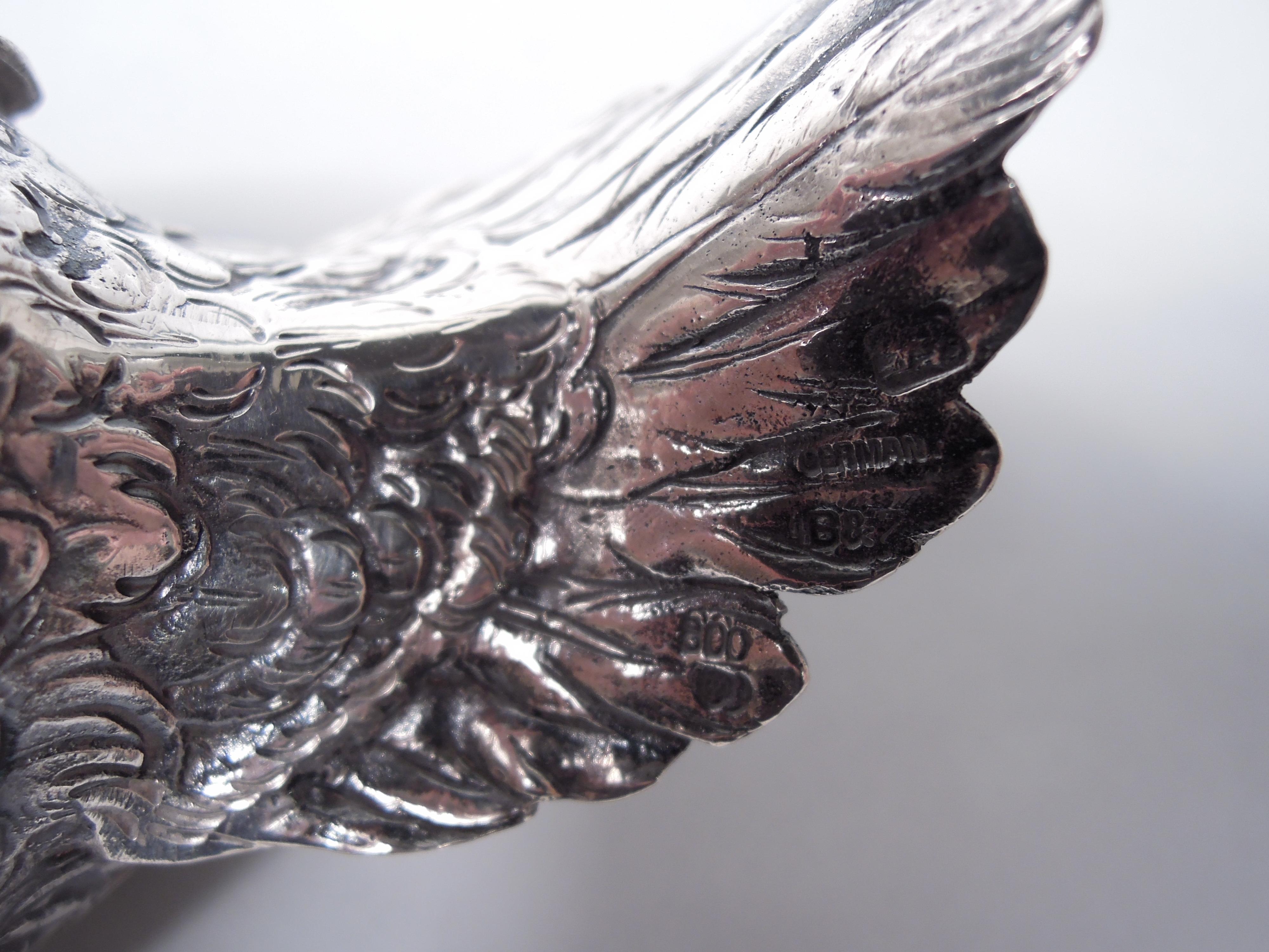 Pair of German Silver Swans with Hinged Wings For Sale 5