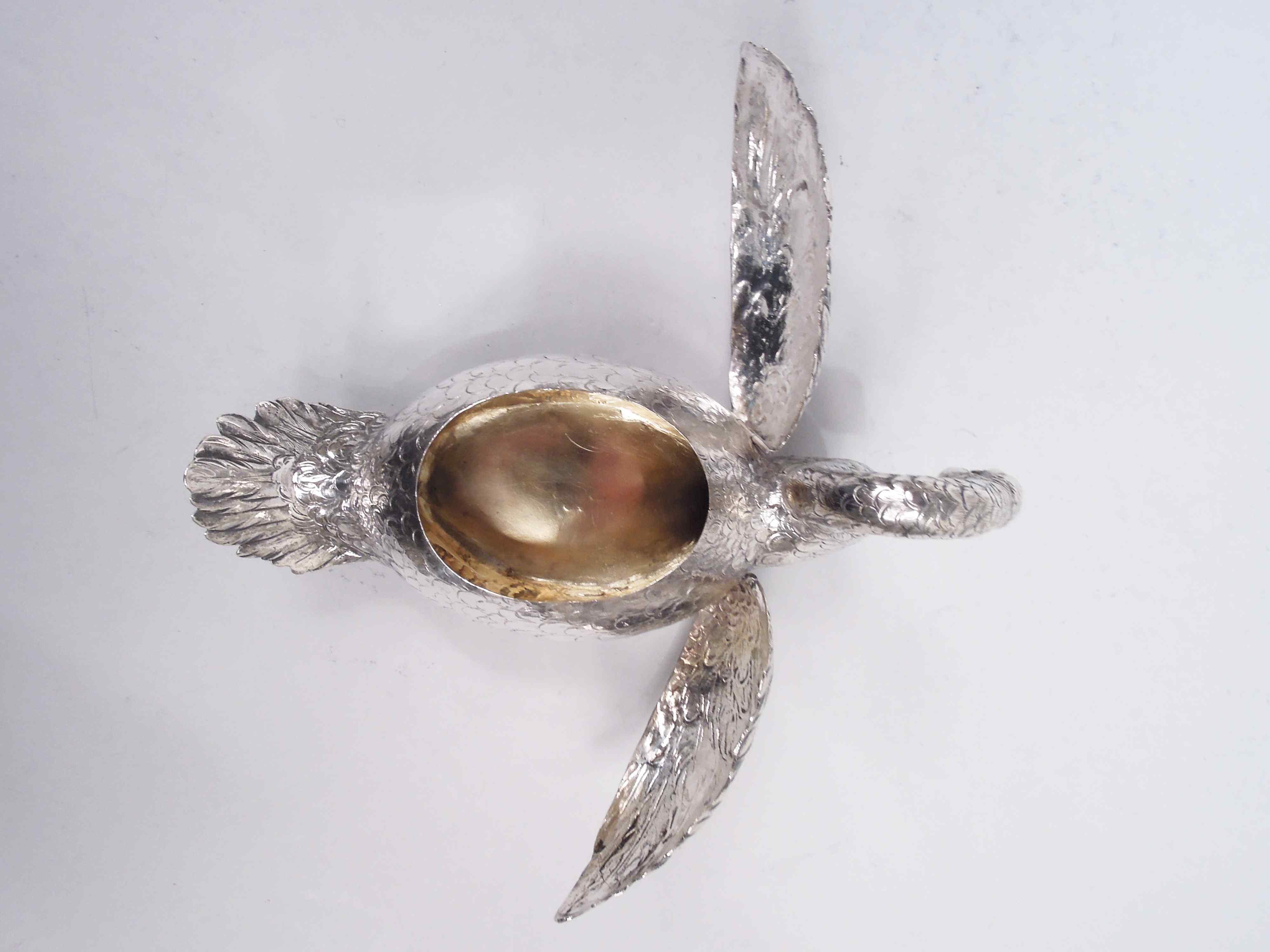 Pair of German Silver Swans with Hinged Wings For Sale 3