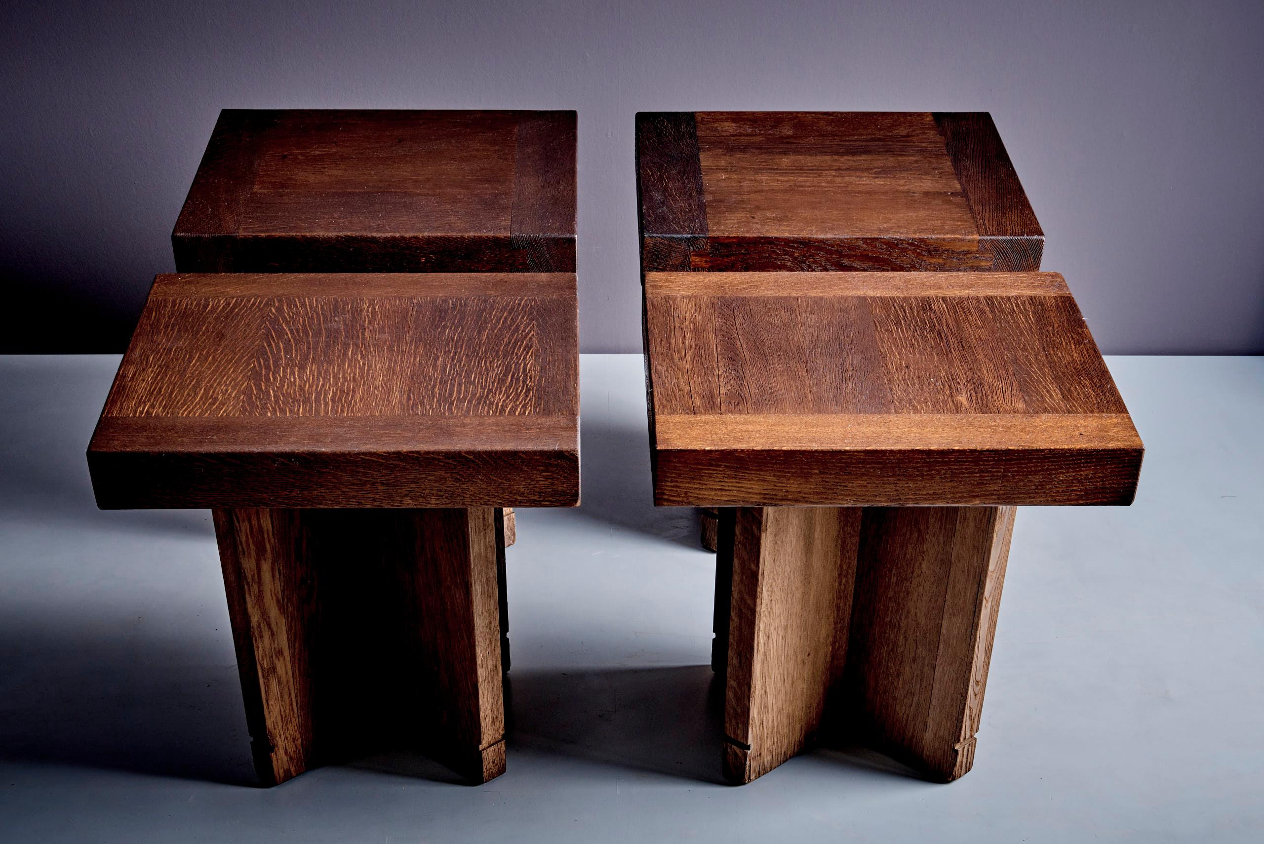Pair of Studio Oak Side Tables For Sale 4