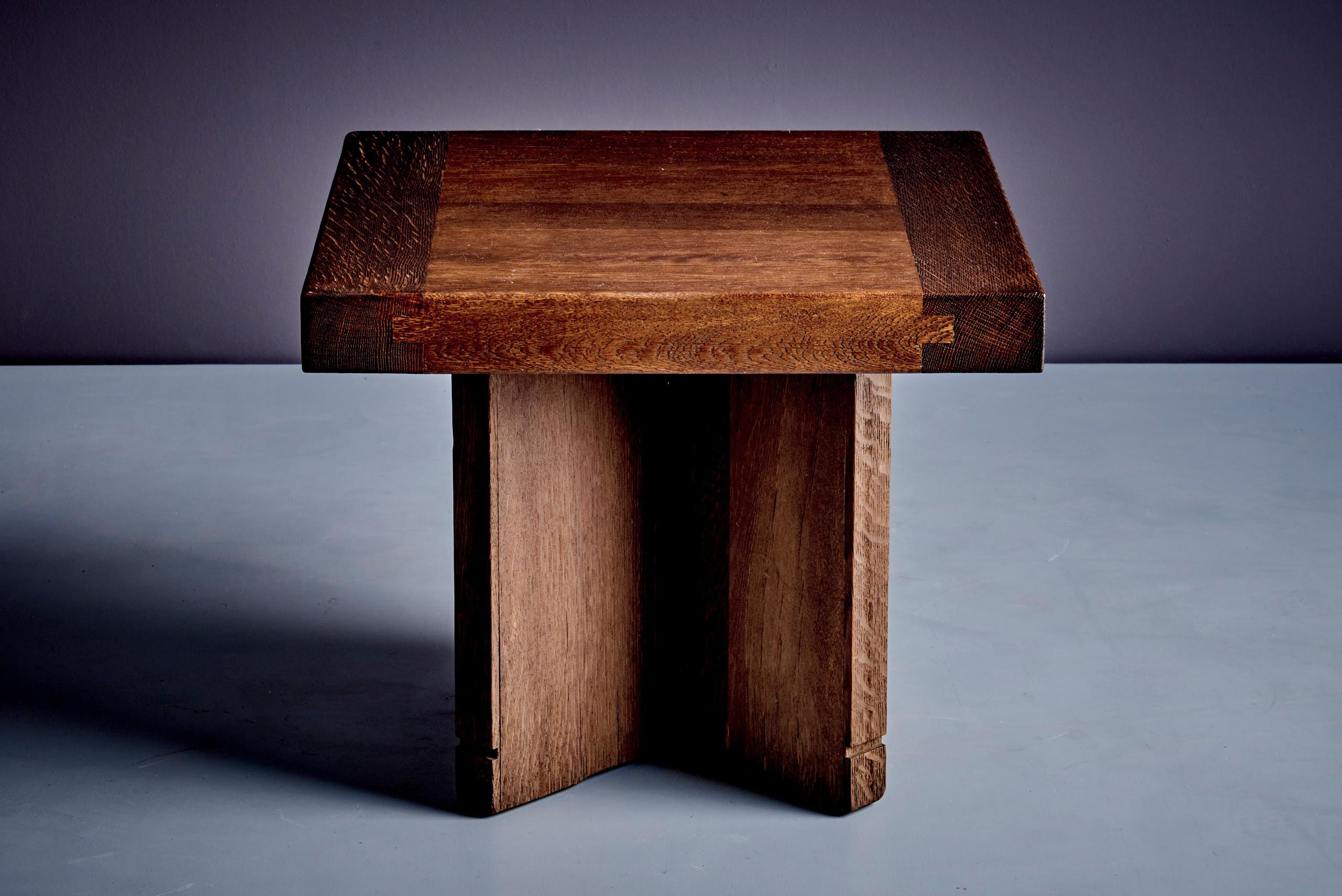 German Pair of Studio Oak Side Tables For Sale