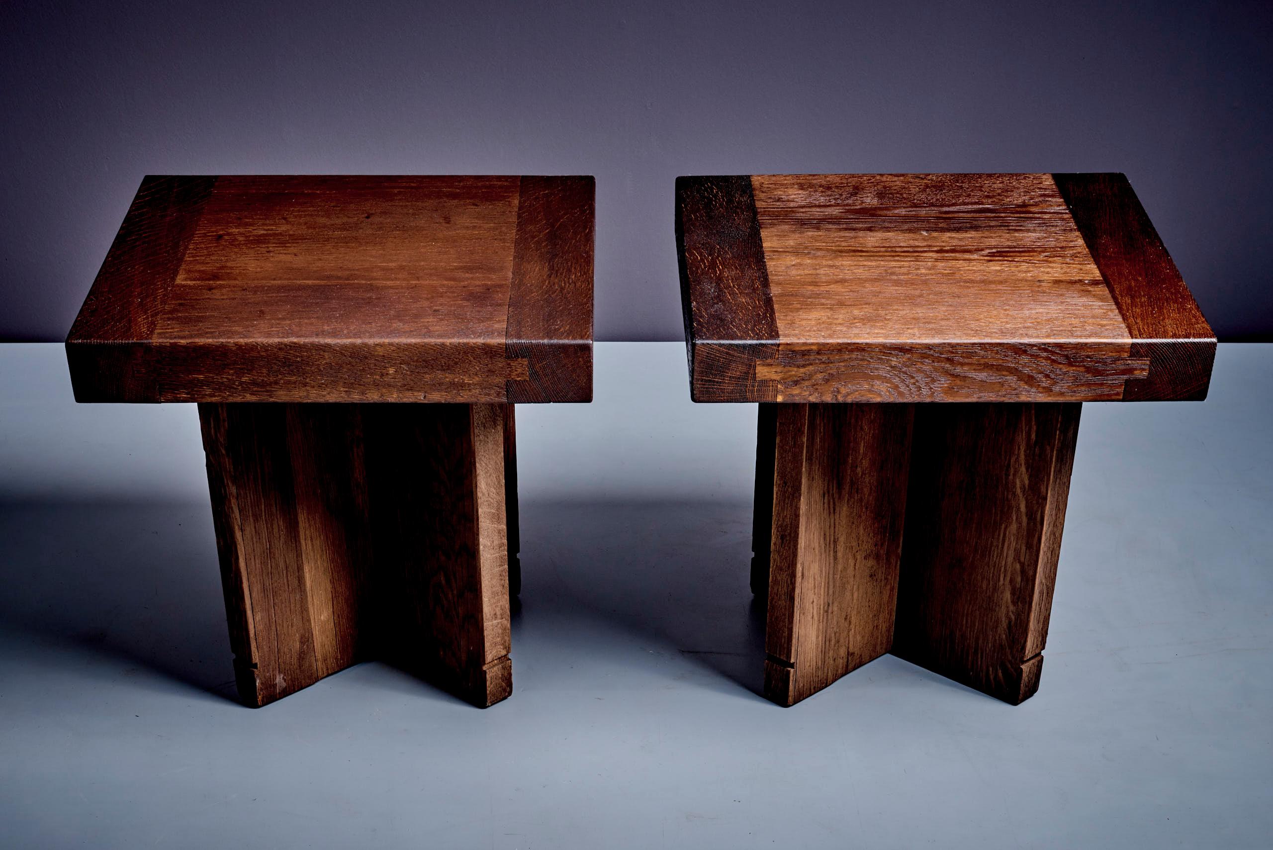 Pair of Studio Oak Side Tables For Sale 2
