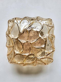 Coppia di lampade da soffitto o da parete in vetro ambrato tedesco vintage, anni '60