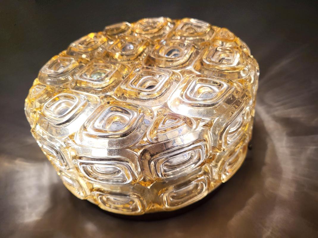 Mid-Century Modern Paire de plafonniers ou d'appliques en verre ambré d'époque allemande, 1960 en vente