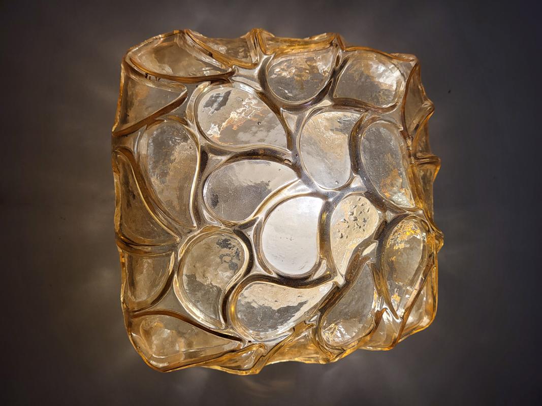 Mid-Century Modern Paire de plafonniers ou d'appliques en verre ambré d'époque allemande, 1960 en vente