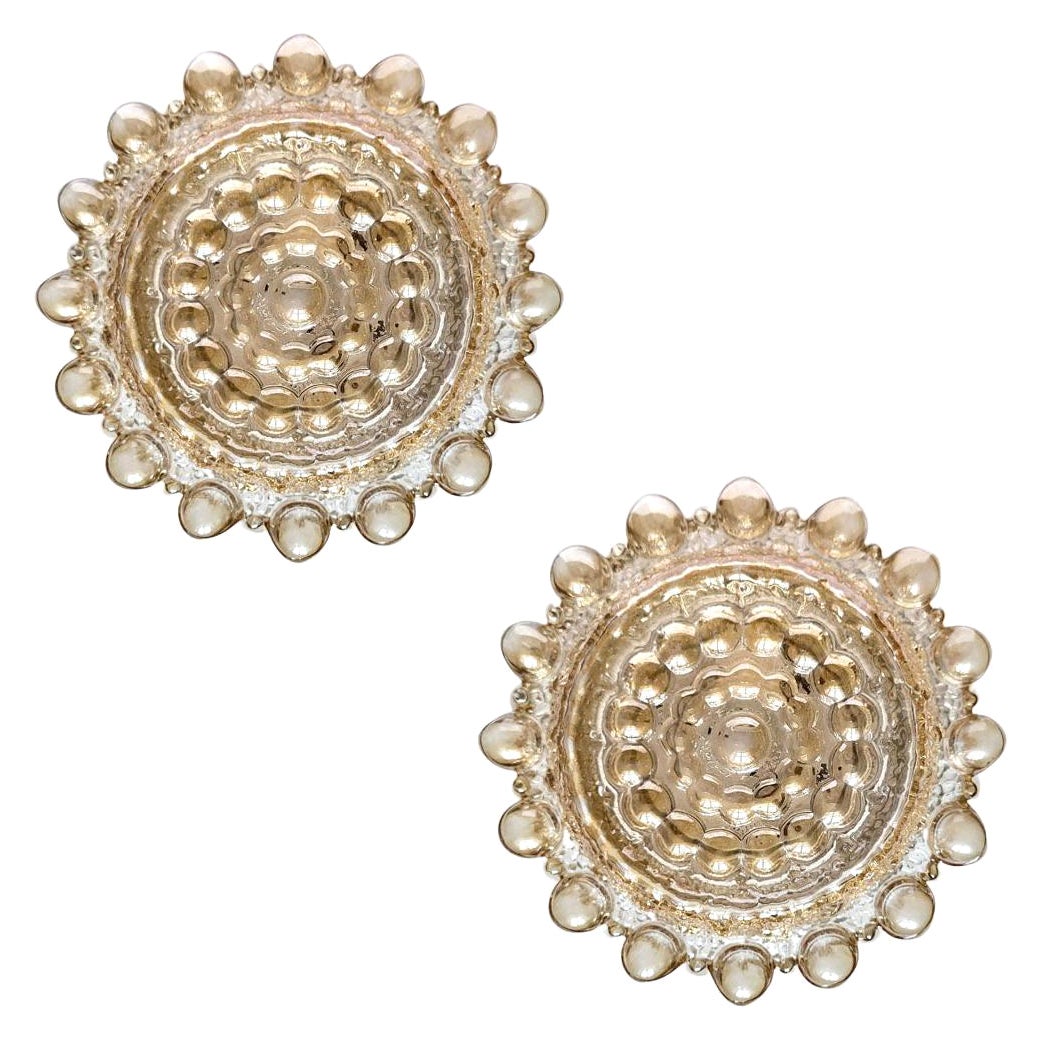 Paire de plafonniers ou appliques à encastrer en verre ambré allemands, années 1960