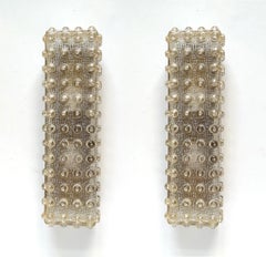 Pair of German Vintage Amber Glass Wall or Ceiling Lights Flush Mounts, 1960s