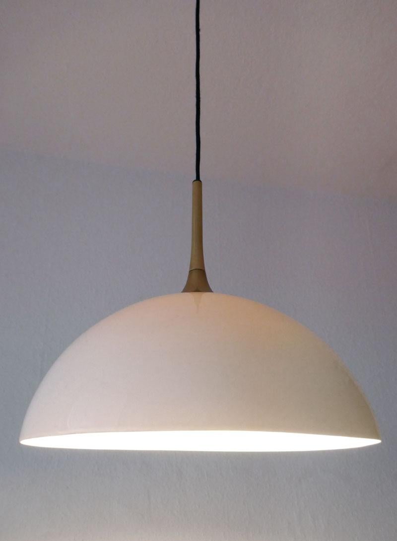 Mid-Century Modern Pair of German Vintage Brass and Glass Pendant Lights, 1960s For Sale