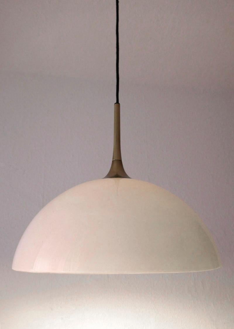 20th Century Pair of German Vintage Brass and Glass Pendant Lights, 1960s For Sale