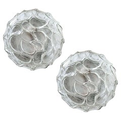Paar deutsche Vintage Bubble Glass Decken- oder Wandleuchten Flush Mounts, 1960er Jahre