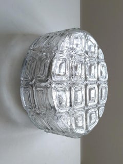 Pair of German Vintage Glass Ceiling or Wall Lights Flushmounts, 1960s