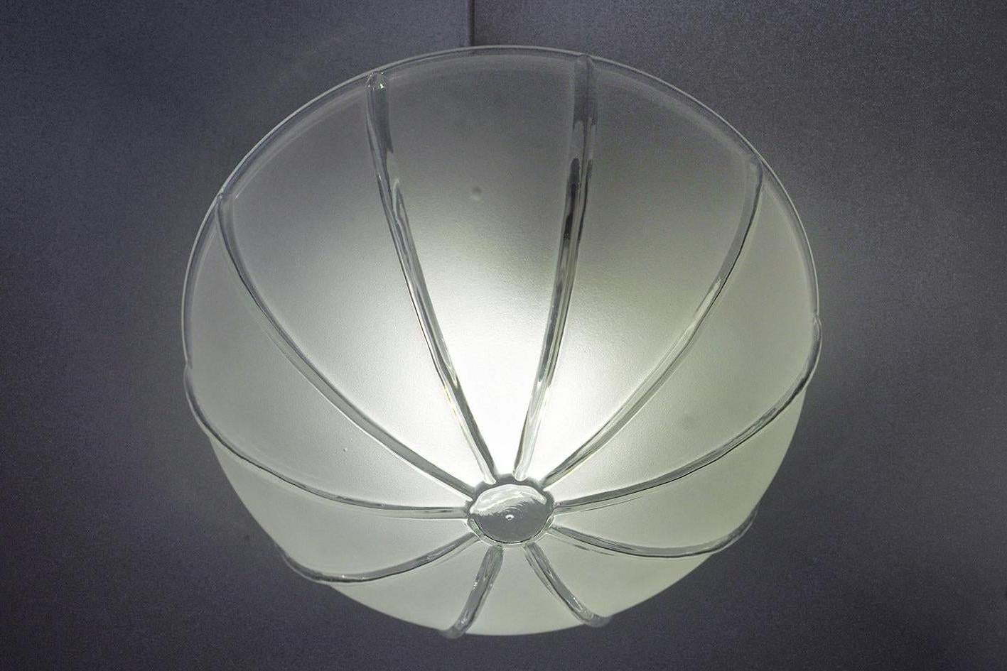 Pair of German Vintage Glass Wall Ceiling Lights Flushmounts, 1970s In Good Condition For Sale In Berlin, DE