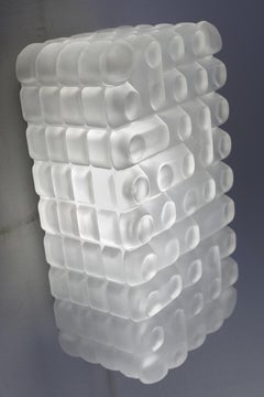 Pair of German Vintage Glass Wall or Ceiling Lights Flush Mounts Sconces 1960s