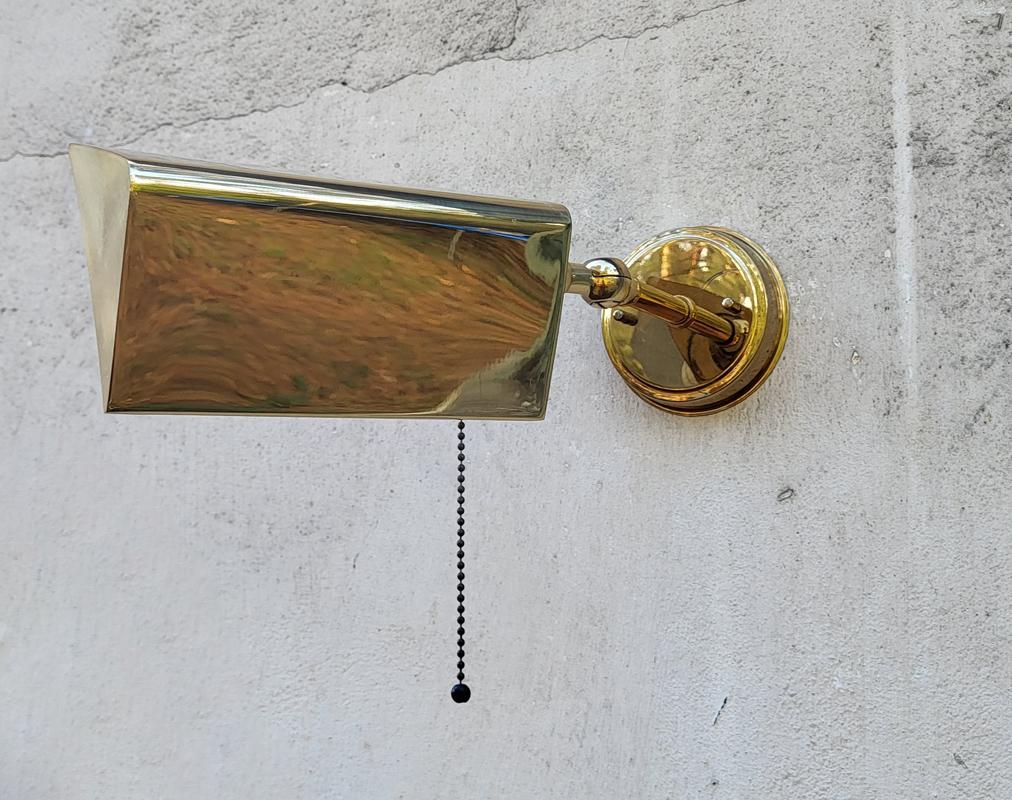 Mid-Century Modern Pair of German Vintage Solid Brass Swing Arm Wall Lights Sconces, 1960s