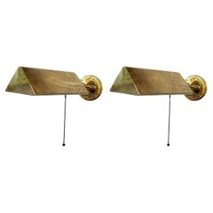 Pair of German Vintage Solid Brass Swing Arm Wall Lights Sconces, 1960s