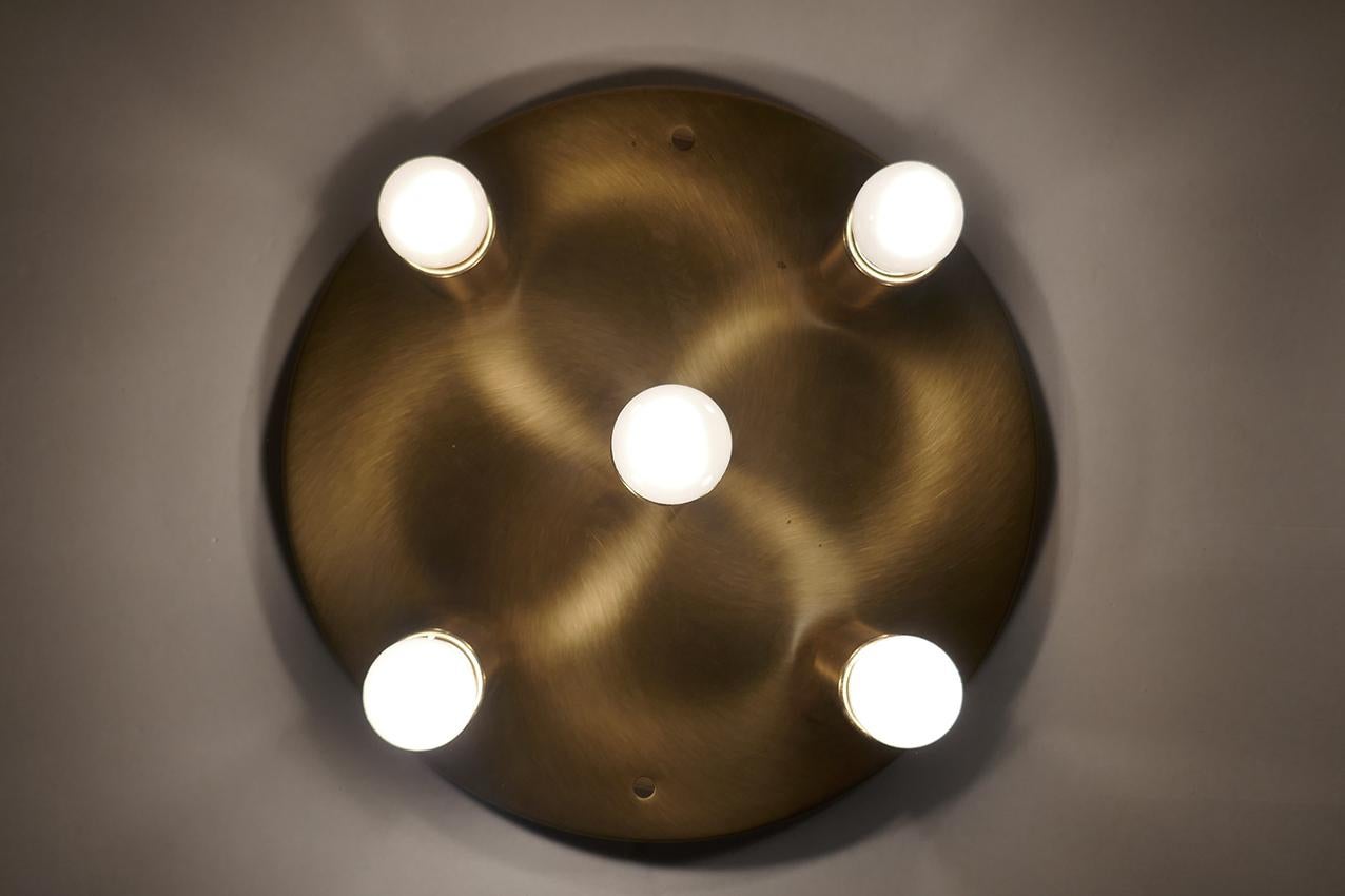 Mid-Century Modern Pair of German Vintage Solid Brass Wall or Ceiling Lights Flush Mounts, 1960s For Sale