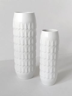 Pair of German Vintage White Porcelain Vases by Hutschenreuther, 1960s