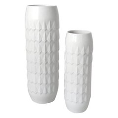 Pareja de jarrones vintage alemanes de porcelana blanca de Hutschenreuther, años 60