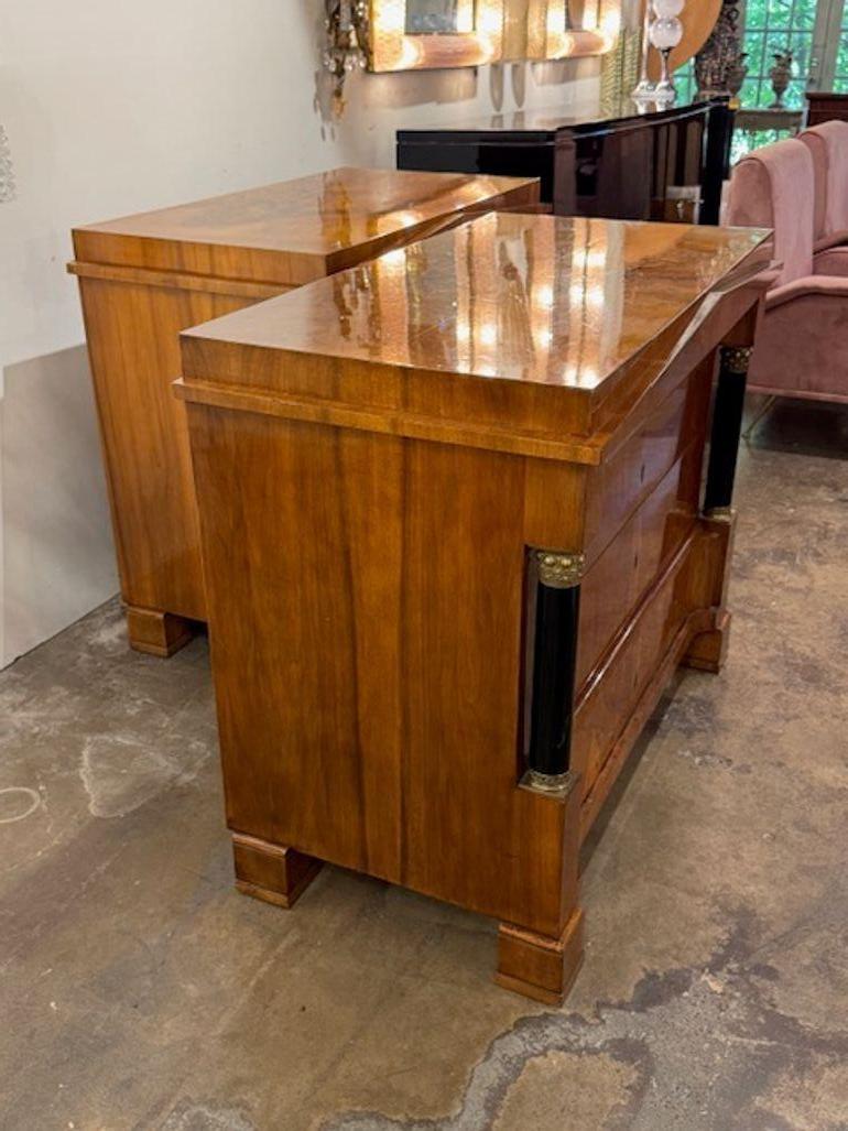 Pair of German Walnut Biedermeier Commodes with Ebony Details In Good Condition For Sale In Dallas, TX